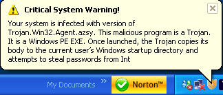 Fake critical warning message