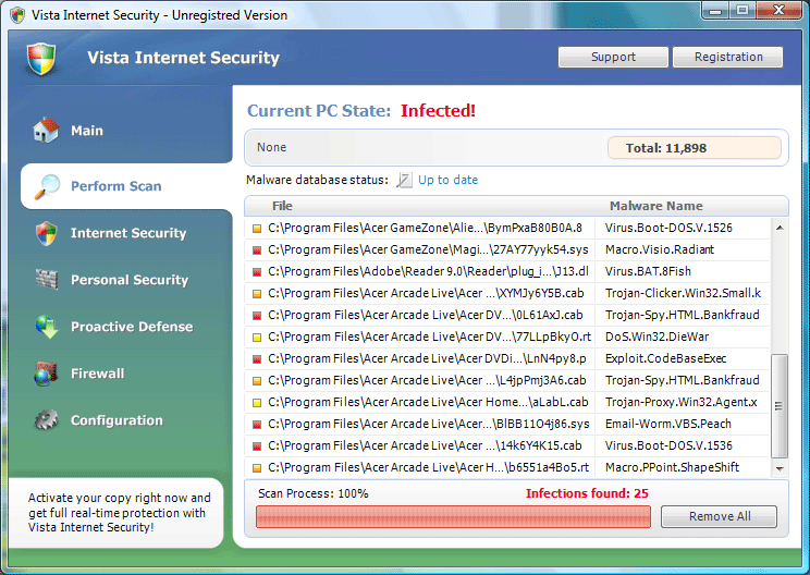 Vista Internet Security fake scan