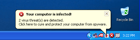 Fake windows message balloon - your computer is infected